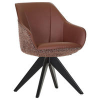 ARMLEHNSTUHL  in Chenille, Lederlook  - Rotbraun/Schwarz, KONVENTIONELL, Holz/Textil (60/83/65cm) - Landscape