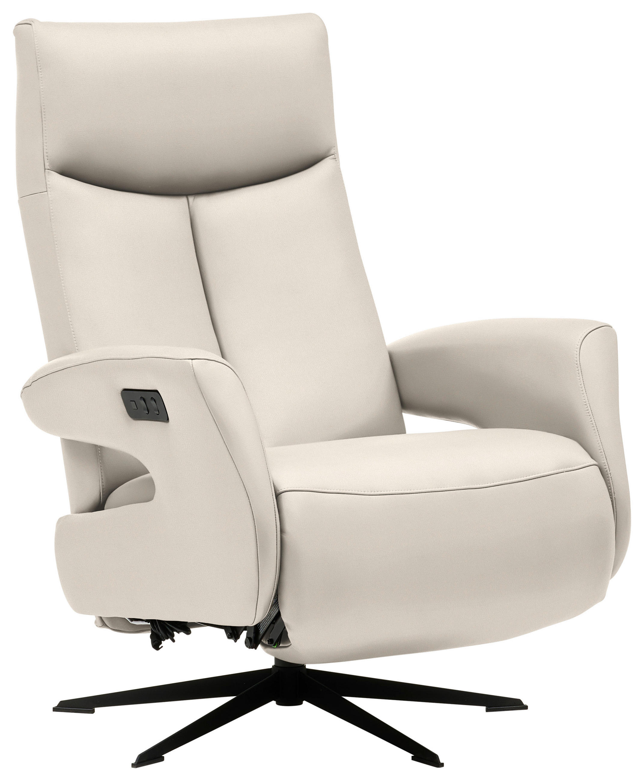 RELAXSESSEL in Leder Creme  - Creme/Schwarz, Design, Leder/Metall (74/105/82cm) - Welnova
