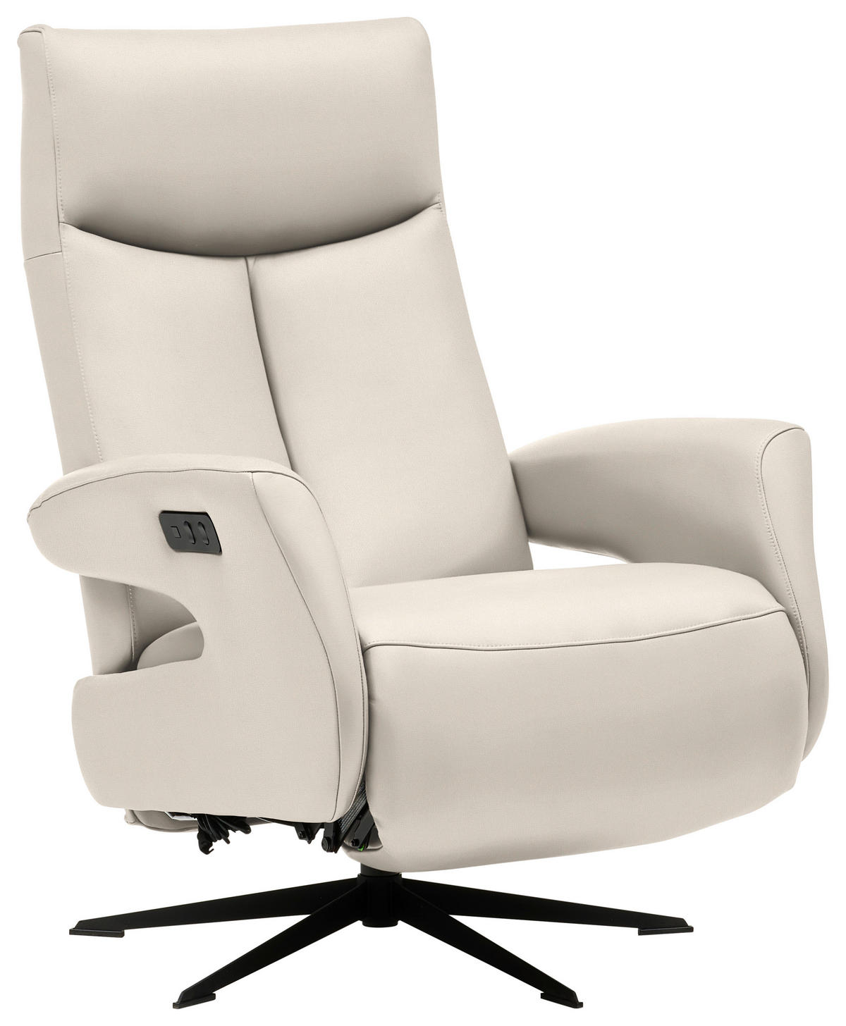 RELAXSESSEL Echtleder Relaxfunktion    - Creme/Schwarz, Design, Leder/Metall (74/105/82cm) - Welnova