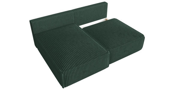 ECKSOFA Dunkelgrün Cord Zierkissen, Rückenkissen, Schlaffunktion, Rücken echt  - Dunkelgrün/Schwarz, MODERN, Kunststoff/Textil (153/200cm) - Xora