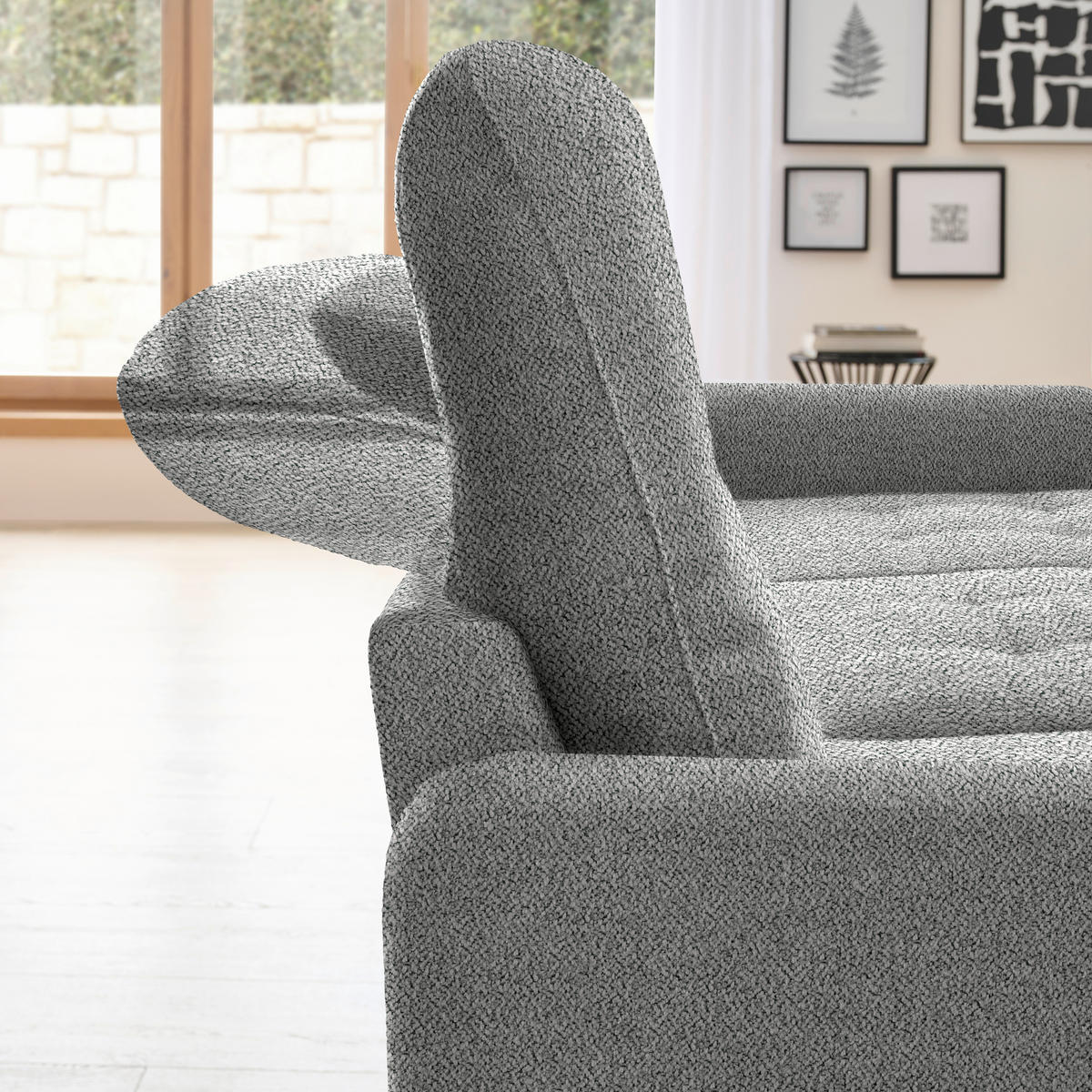 ECKSOFA Grau Flachgewebe  - Schwarz/Grau, KONVENTIONELL, Textil/Metall (254/190cm) - Livetastic