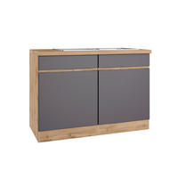 SPÜLENUNTERSCHRANK 120/86/60 cm  in Grau, Eiche Wotan  - Eiche Wotan/Grau, Design, Holzwerkstoff (120/86/60cm) - Held