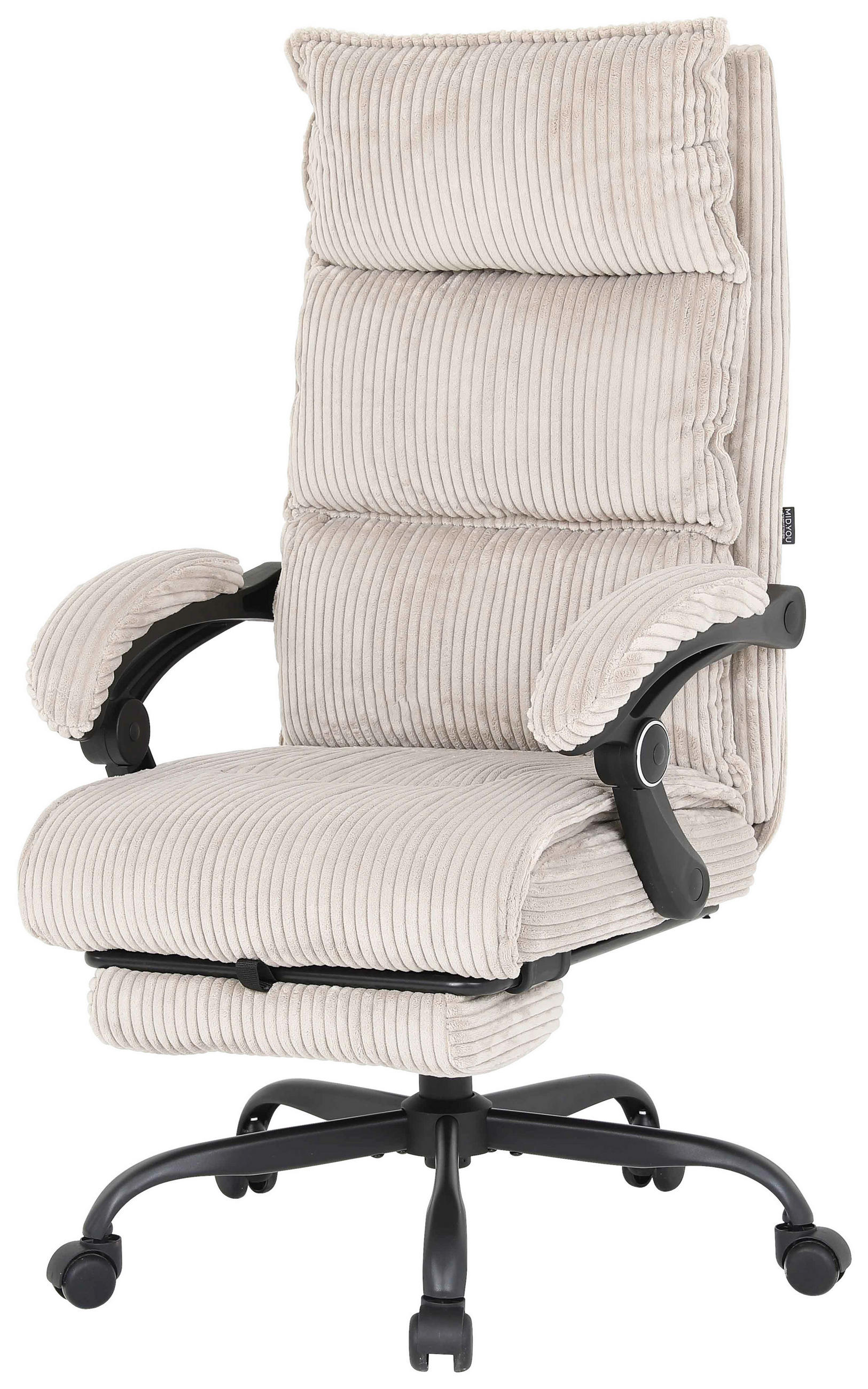 DREHSTUHL Cord Beige  - Beige/Schwarz, MODERN, Holz/Kunststoff (65/116/124/65cm) - MID.YOU