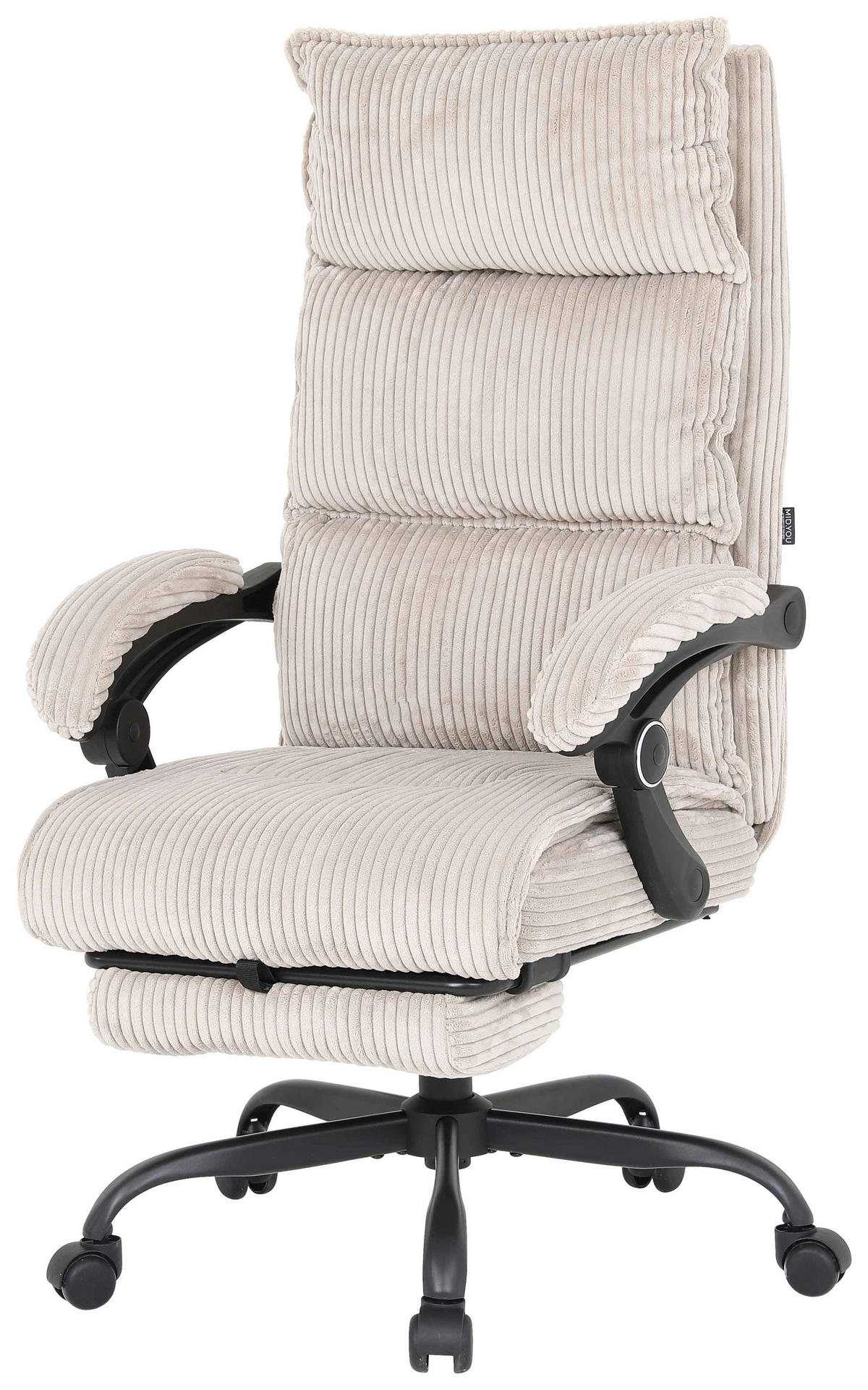 DREHSTUHL Cord Beige  - Beige/Schwarz, MODERN, Holz/Kunststoff (65/116/124/65cm) - MID.YOU