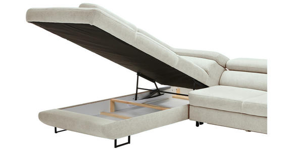 ECKSOFA in Webstoff Creme  - Creme/Schwarz, Design, Textil/Metall (235/280cm) - Hom`in