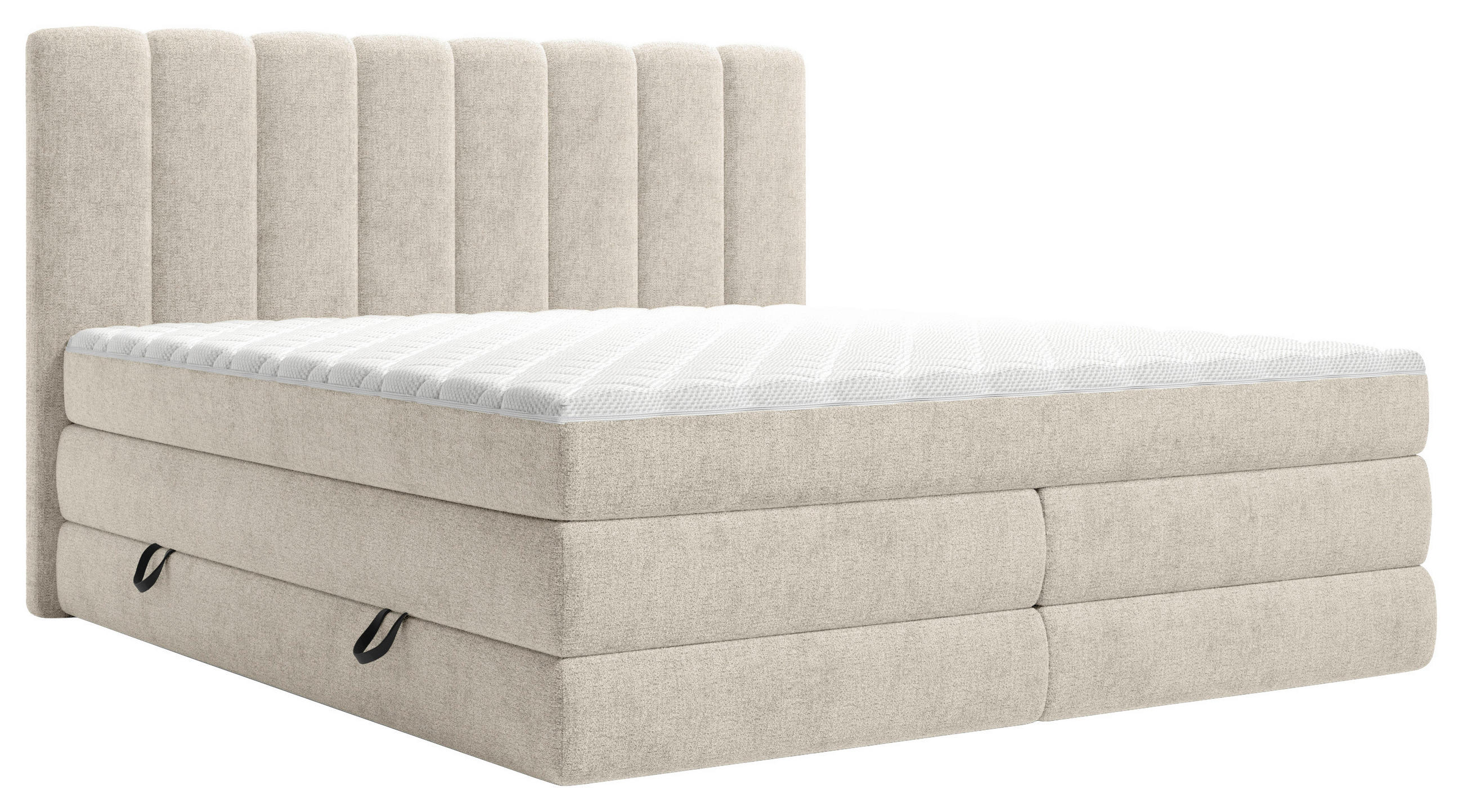 BOXSPRINGBETT 160/200 cm,  in Beige, Bettkasten, Matratzen, H2 + H3 = mittel + fest  - Beige/Schwarz, KONVENTIONELL, Kunststoff/Textil (160/200cm) - Carryhome