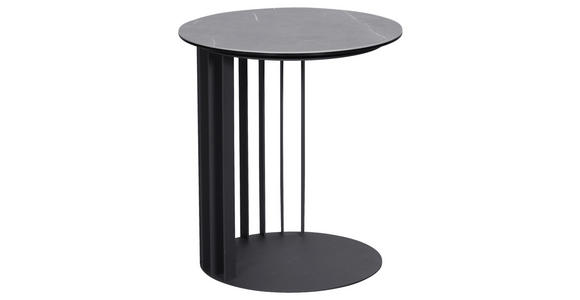 BEISTELLTISCH 45/45/50 cm Grau, Schwarz rund - Schwarz/Grau, Design, Glas/Keramik (45/45/50cm) - Novel