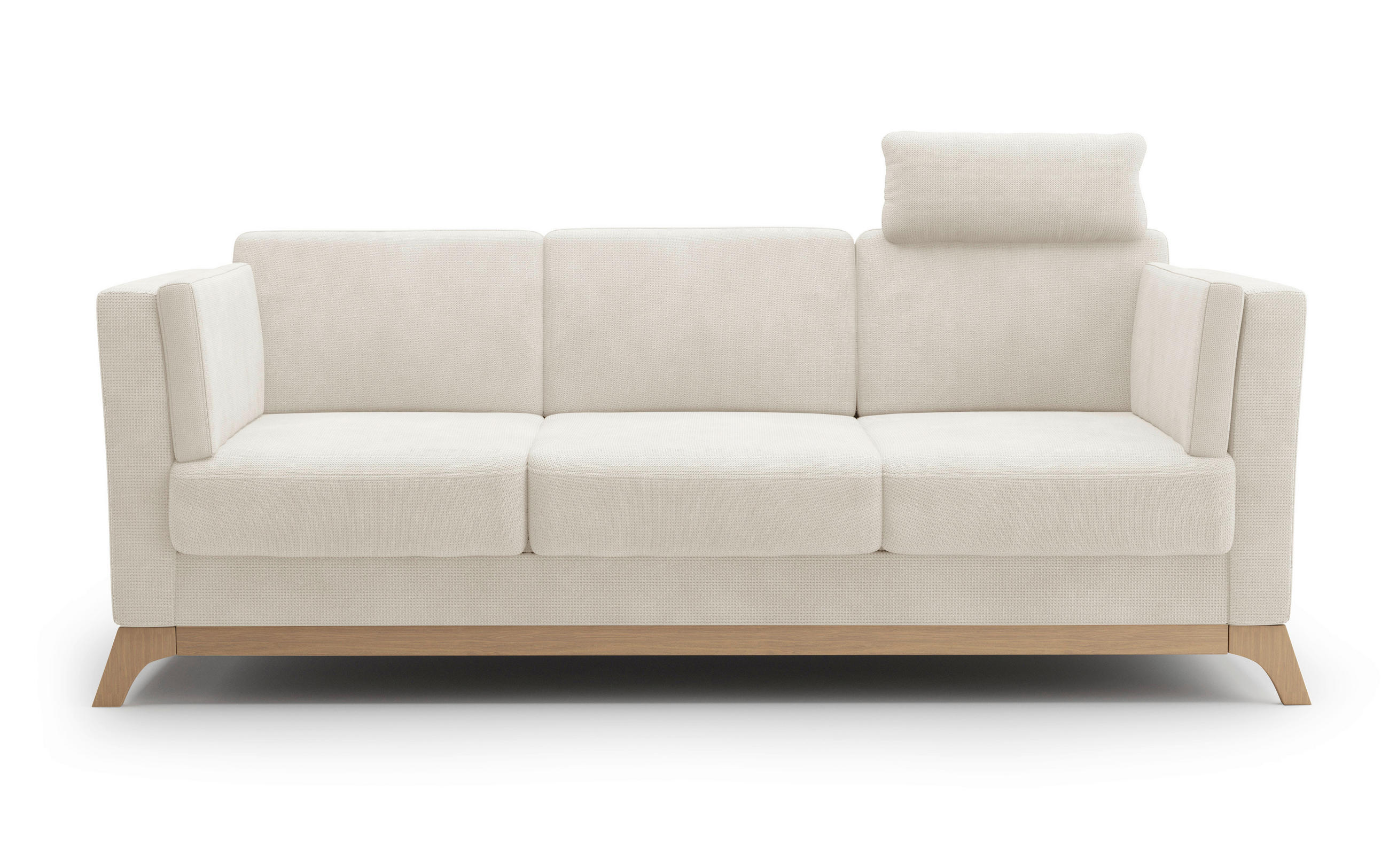 3-SITZER-SOFA in Flachgewebe Creme  - Eichefarben/Creme, KONVENTIONELL, Holz/Textil (213/84/93cm) - Sit & More