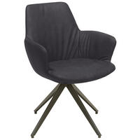 ARMLEHNSTUHL  in Stahl Echtleder pigmentiert  - Anthrazit/Graphitfarben, Design, Leder/Metall (60/87/62cm) - Bert Plantagie