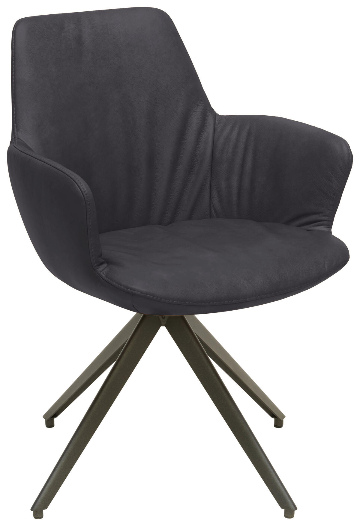 ARMLEHNSTUHL  in Stahl Echtleder pigmentiert  - Anthrazit/Graphitfarben, Design, Leder/Metall (60/87/62cm) - Bert Plantagie