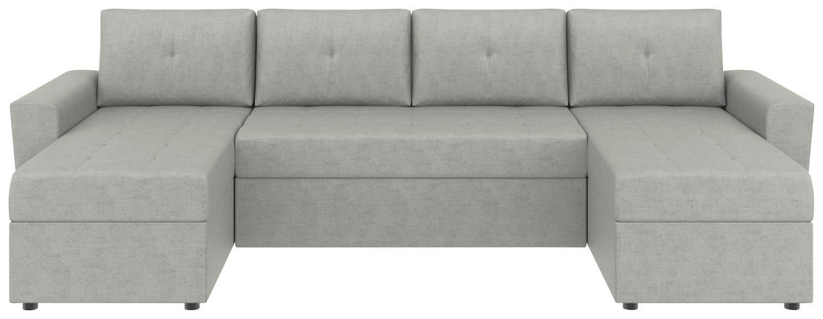 WOHNLANDSCHAFT TERMOLI Hellgrau Jacquard  - Hellgrau/Schwarz, Design, Kunststoff/Textil (155/296/155cm) - MID.YOU