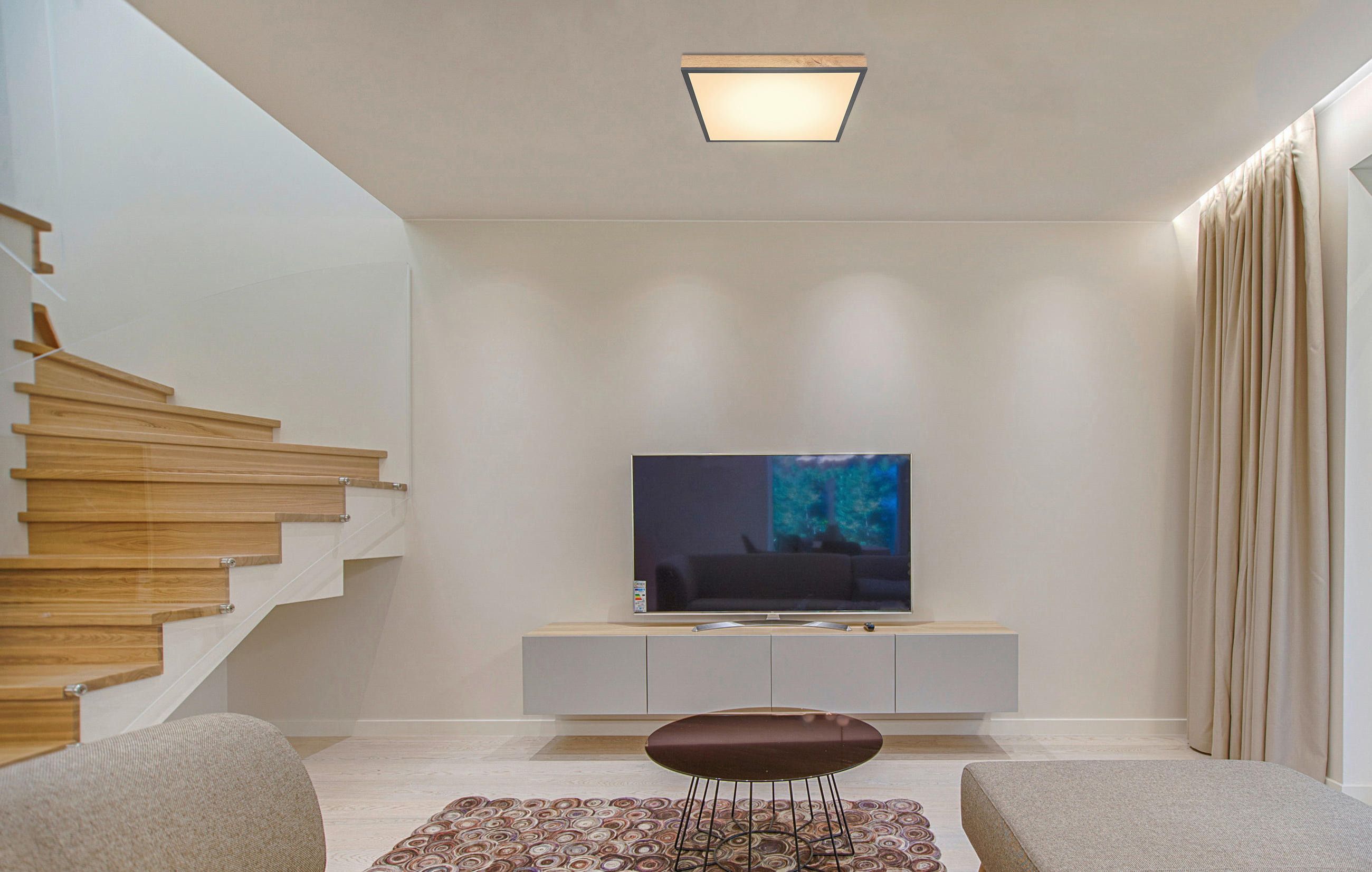 LED-DECKENLEUCHTE 45/45/6,5 cm   - Opal/Graphitfarben, Basics, Kunststoff/Metall (45/45/6,5cm) - Globo
