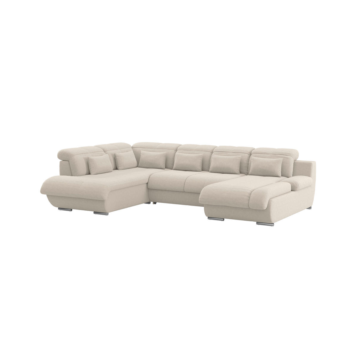 WOHNLANDSCHAFT MULTI Naturfarben Chenille  - Chromfarben/Naturfarben, MODERN, Textil/Metall (228/345/184cm) - Livetastic