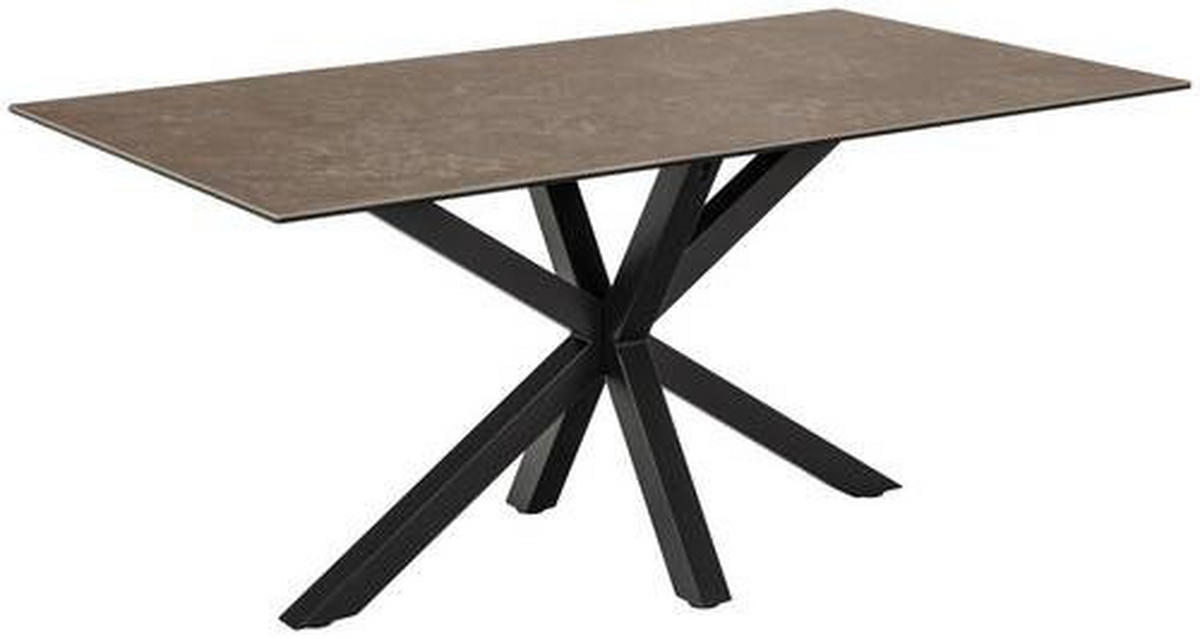 ESSTISCH in Keramik 160/90/75,5 cm  - Schwarz/Braun, Trend, Keramik/Metall (160/90/75,5cm) - MID.YOU