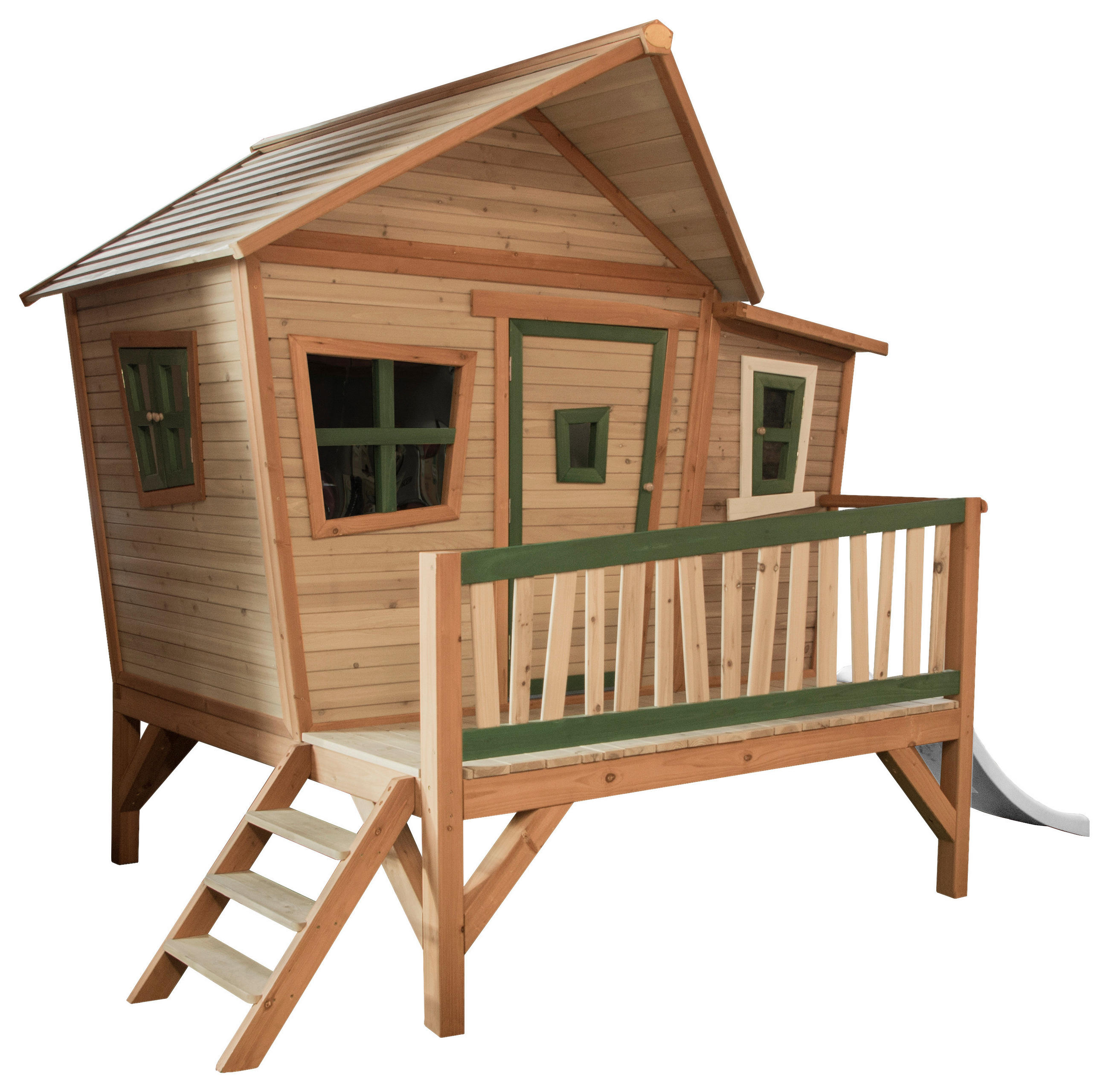 SPIELHAUS 123/12,8/152 cm  - Braun/Weiß, KONVENTIONELL, Holz/Kunststoff (123/12,8/152cm) - Ambia Garden