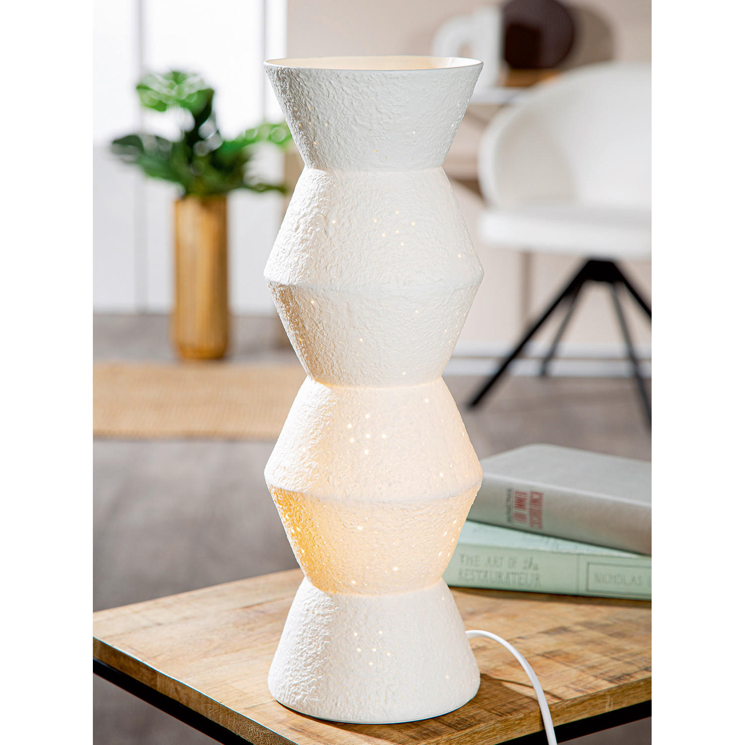 TISCHLEUCHTE Sapporo 15/45,5 cm   - Weiß, Basics, Keramik (15/45,5cm)