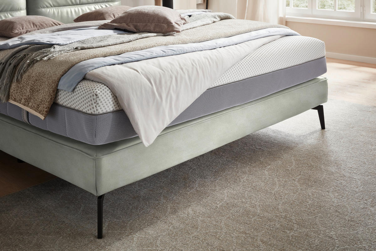 BOXSPRINGBETT 200/200 cm  in Hellgrau  - Hellgrau/Schwarz, Design, Textil/Metall (200/200cm) - Johann Jakob