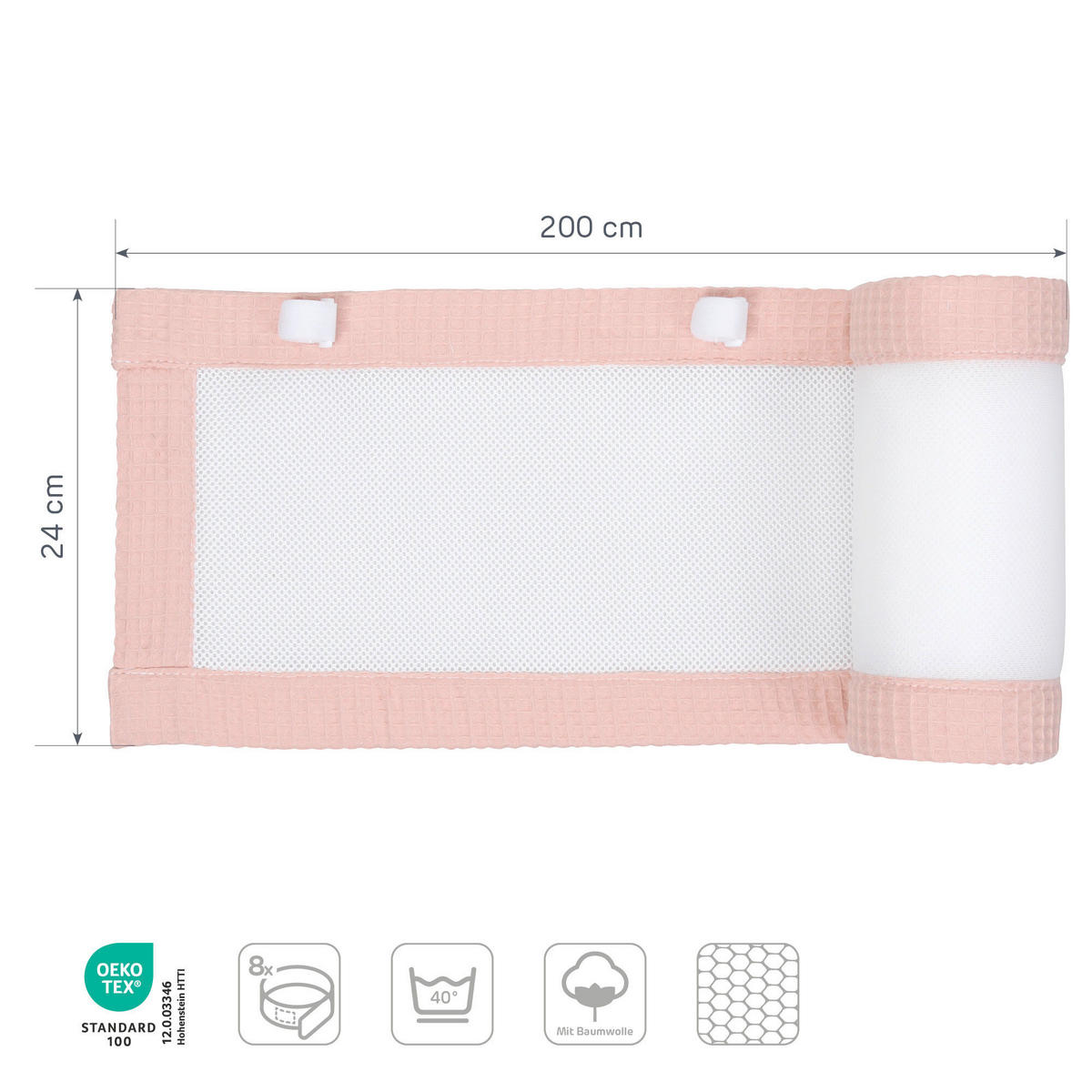 NESTCHEN babybay Nestchen 3D Mesh  - Aprikose, Basics, Naturmaterialien (200/24/2cm) - Tobi