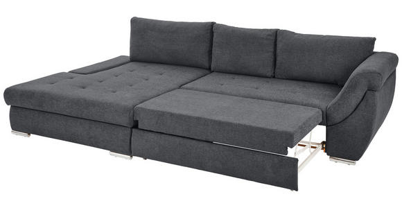 ECKSOFA Dunkelblau Flachgewebe  - Silberfarben/Dunkelblau, Design, Textil/Metall (174/306cm) - Carryhome