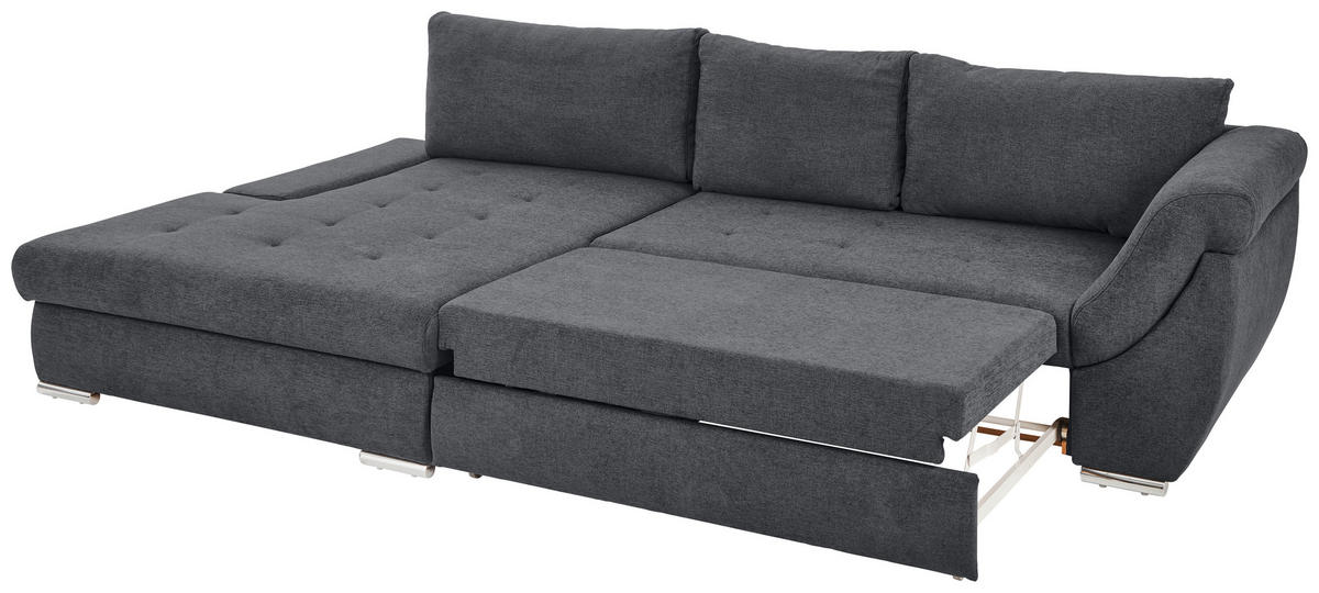 ECKSOFA in Flachgewebe Rosa  - Silberfarben/Rosa, Design, Textil/Metall (174/306cm) - MID.YOU