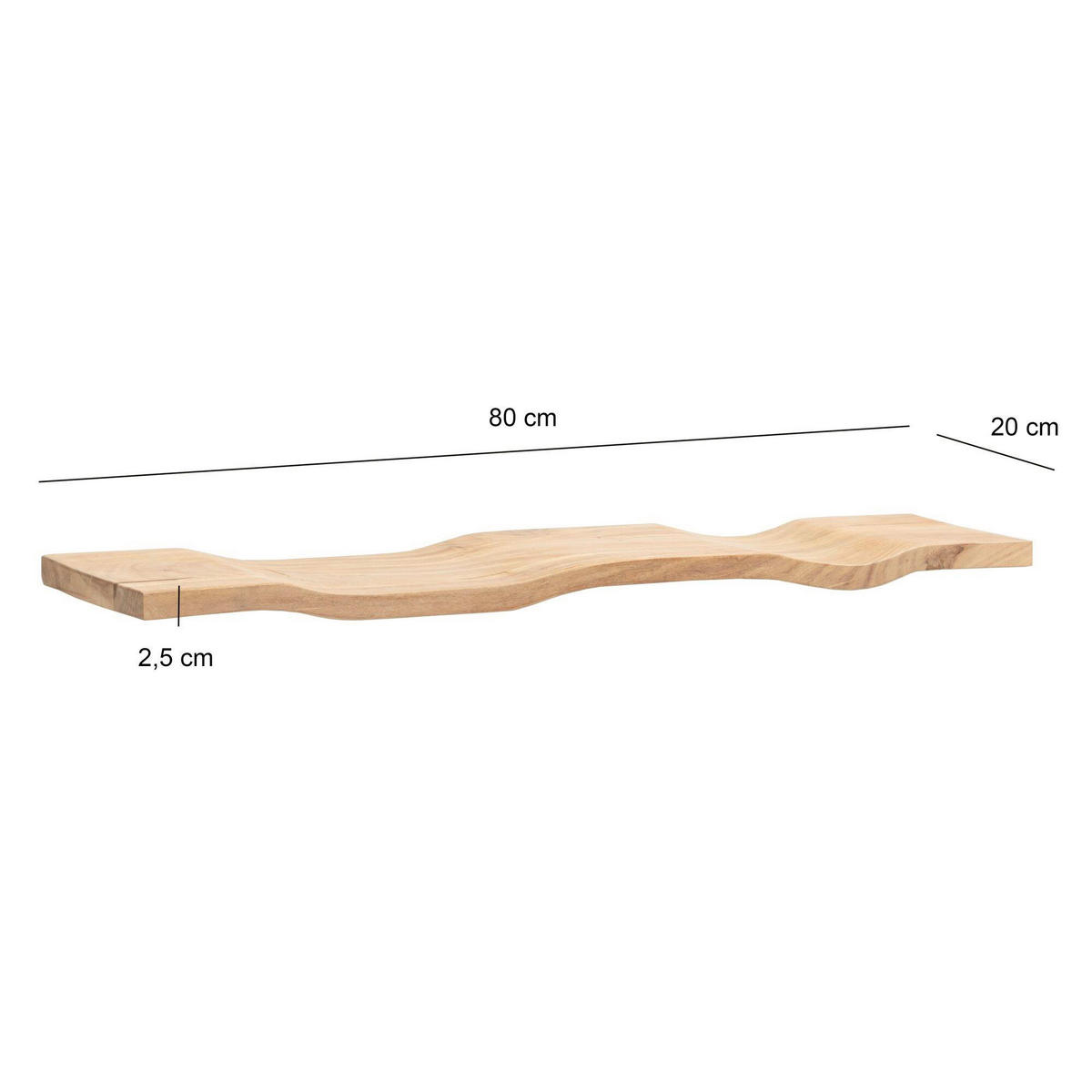 WANDBOARD Holz Akazie massiv Akaziefarben  - Akaziefarben, Design, Holz (80/5/20cm) - Livetastic