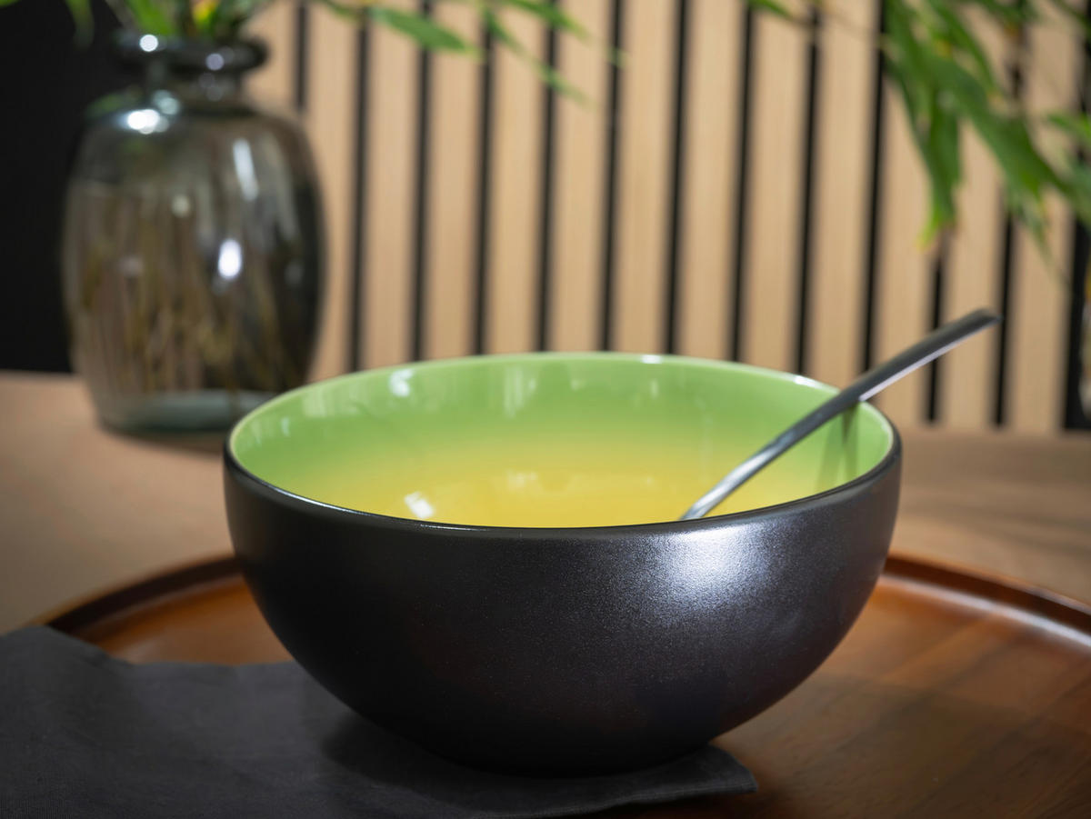 SKÅLSET Hot Green 4 delar  - grön/svart, Basics, keramik (17,5/8,5cm) - Creatable