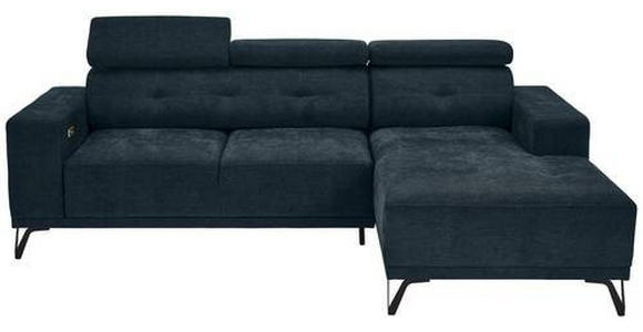 ECKSOFA Petrol Chenille  - Petrol/Schwarz, KONVENTIONELL, Textil/Metall (264/178cm) - Hom`in