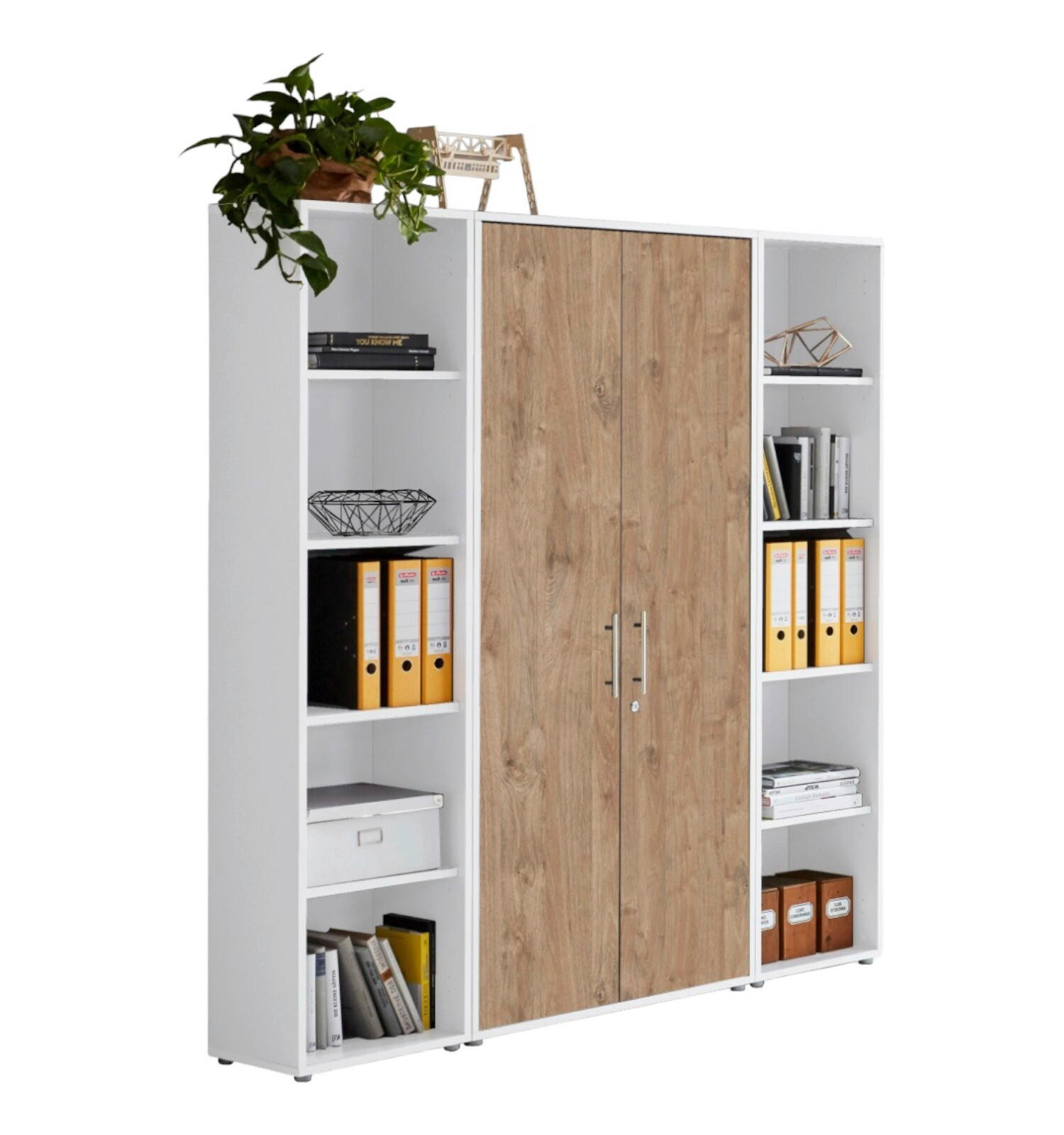AKTENSCHRANK 173/186/33 cm  - Eichefarben/Weiß, MODERN, Holzwerkstoff (173/186/33cm) - MID.YOU