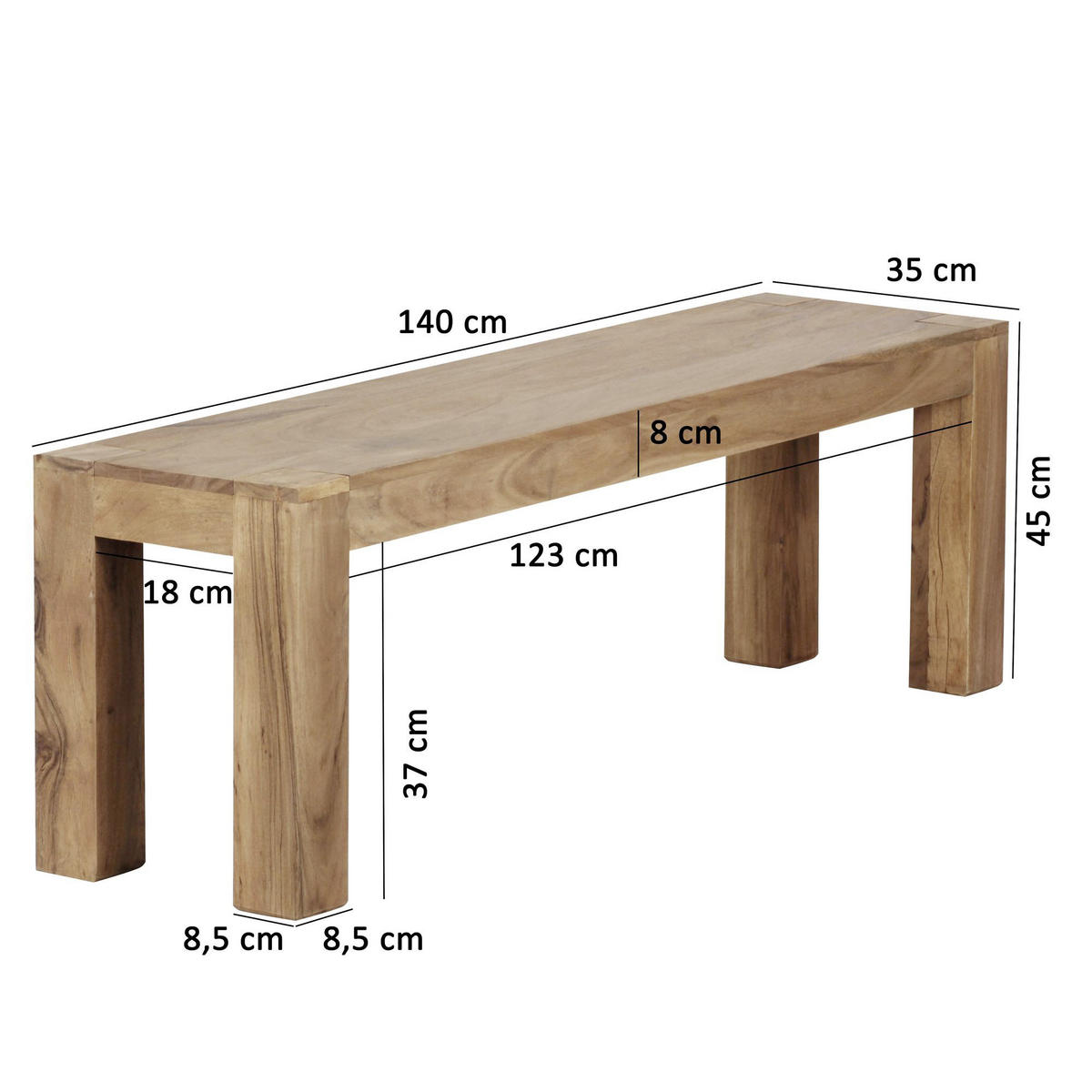 LAVICA, akácia, farba akácie - farba akácie, Modern, drevo (140/45/35cm) - MID.YOU