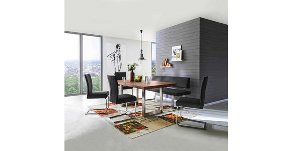 ESSTISCH in Holz, Metall 180/100/75 cm - Edelstahlfarben/Eichefarben, Design, Holz/Metall (180/100/75cm) - Valnatura