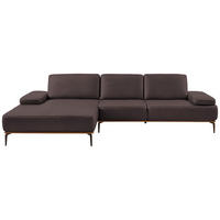 ECKSOFA in Echtleder Dunkelbraun  - Dunkelbraun/Bronzefarben, Design, Leder/Holz (176/314cm) - Valnatura