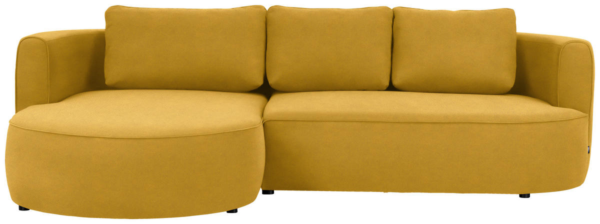 ECKSOFA in Webstoff Currygelb  - Currygelb/Schwarz, Design, Kunststoff/Textil (183/284cm) - Welnova