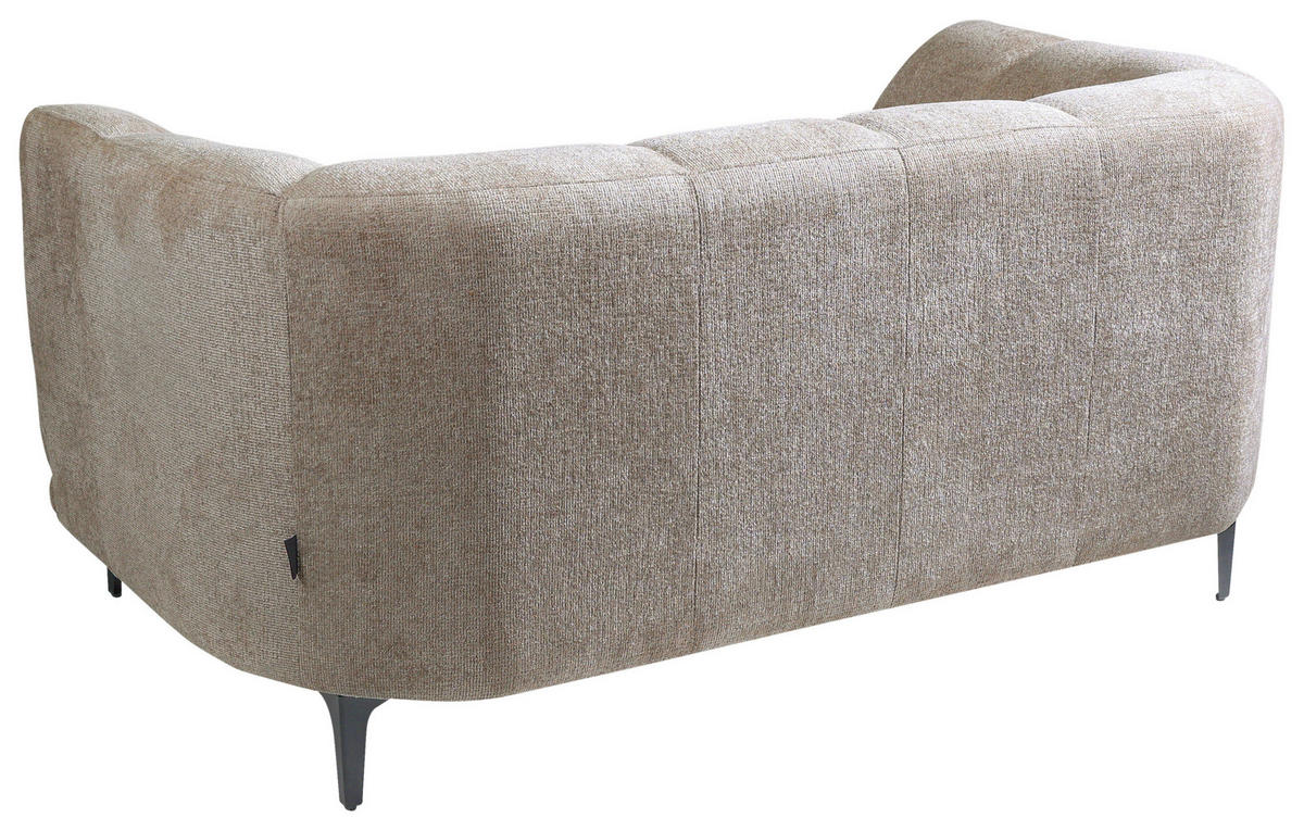 2-SITZER-SOFA in Flachgewebe Taupe  - Taupe/Schwarz, Design, Textil/Metall (166/77/106cm) - MID.YOU