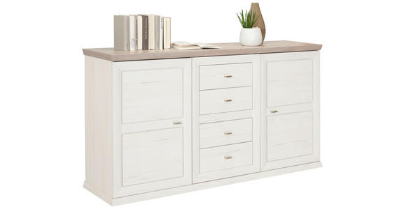 SIDEBOARD Grau, Weiß Einlegeböden  - Weiß/Grau, LIFESTYLE, Holzwerkstoff/Metall (160/89/43cm) - Hom`in