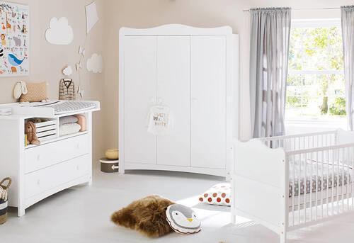 BABYKLEIDERSCHRANK FLORENTINA Weiß  - Weiß, ROMANTIK / LANDHAUS, Holzwerkstoff (140/180/57cm) - Pinolino