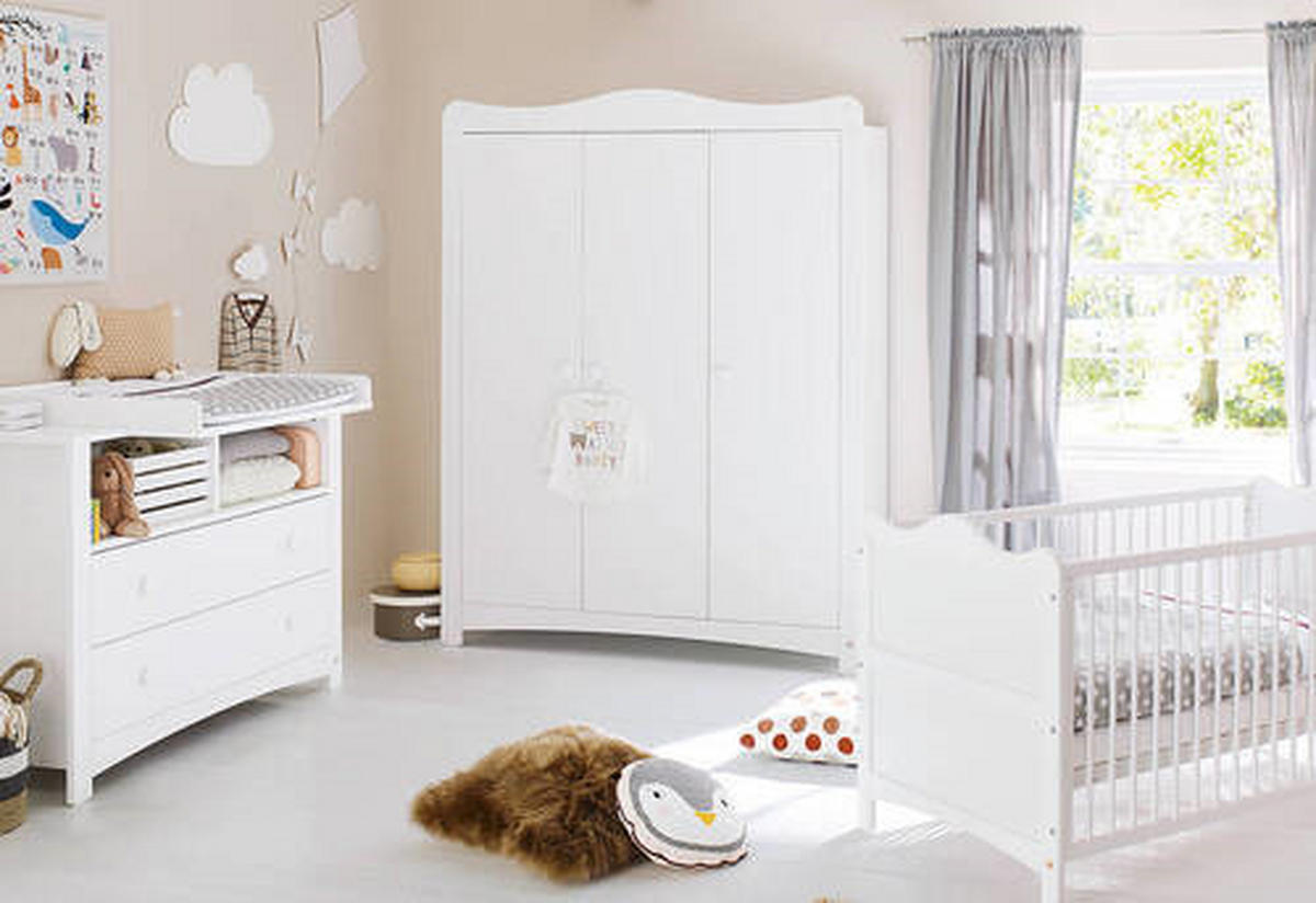 WICKELKOMMODE PINOLINO FLORENTINA Weiß  - Rosa/Weiß, ROMANTIK / LANDHAUS, Holzwerkstoff/Kunststoff (130/180/57-77cm) - Pinolino