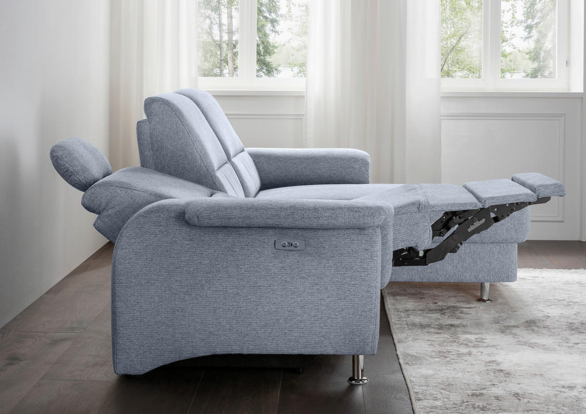 ECKSOFA in Chenille Hellblau  - Chromfarben/Hellblau, Modern, Textil/Metall (231/165cm) - Livetastic