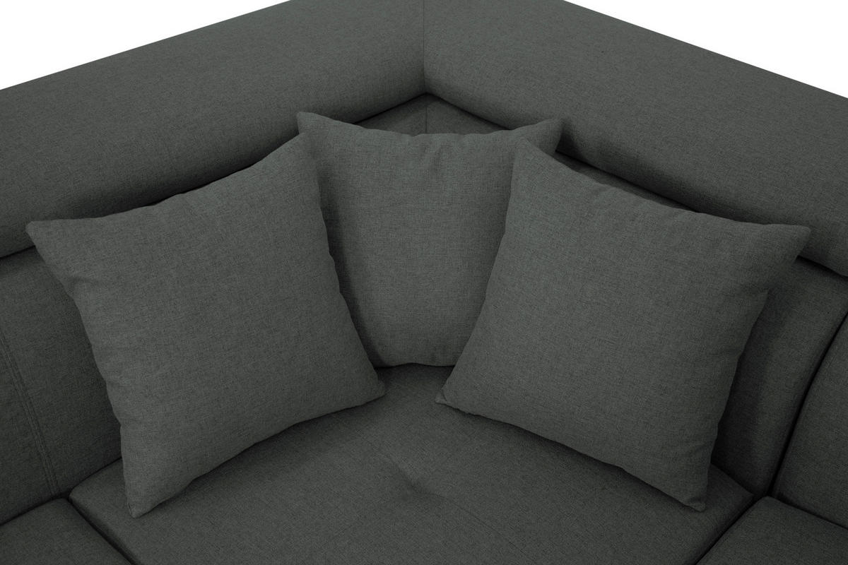 ECKSOFA in Webstoff Grau  - Silberfarben/Grau, Design, Textil/Metall (226/257cm) - Xora