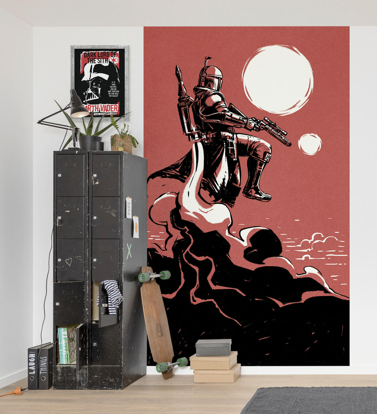 FOTOTAPETE BOBA FETT BOUNTY HUNTER  - Rot, Design, Textil (150/250cm) - Star Wars
