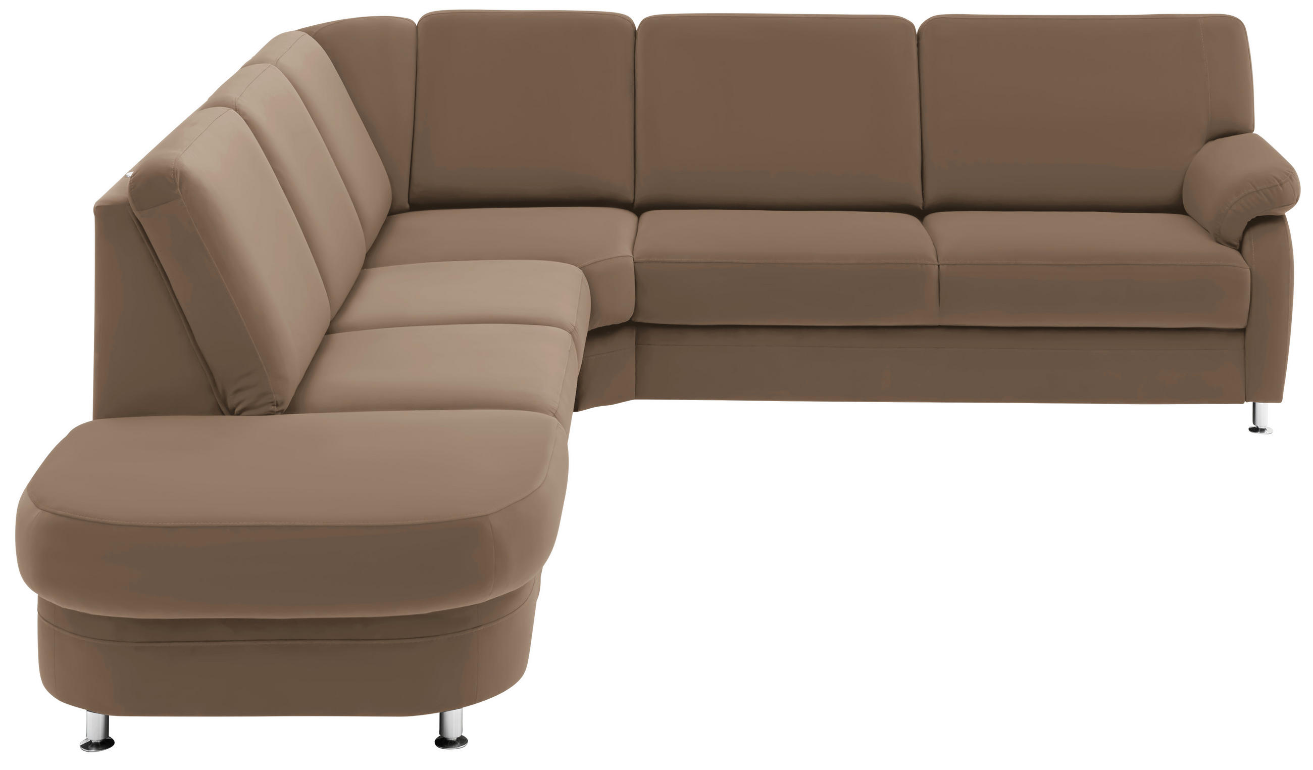 ECKSOFA in Flachgewebe Braun  - Alufarben/Braun, Konventionell, Textil/Metall (287/269cm) - Beldomo System