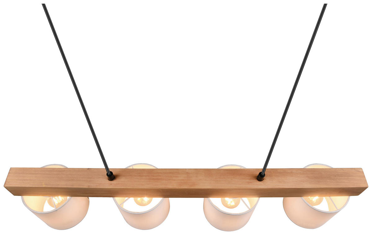 HÄNGELEUCHTE  75/150/12 cm   - Weiss/Braun, Design, Holz/Textil (75/150/12cm) - P & B