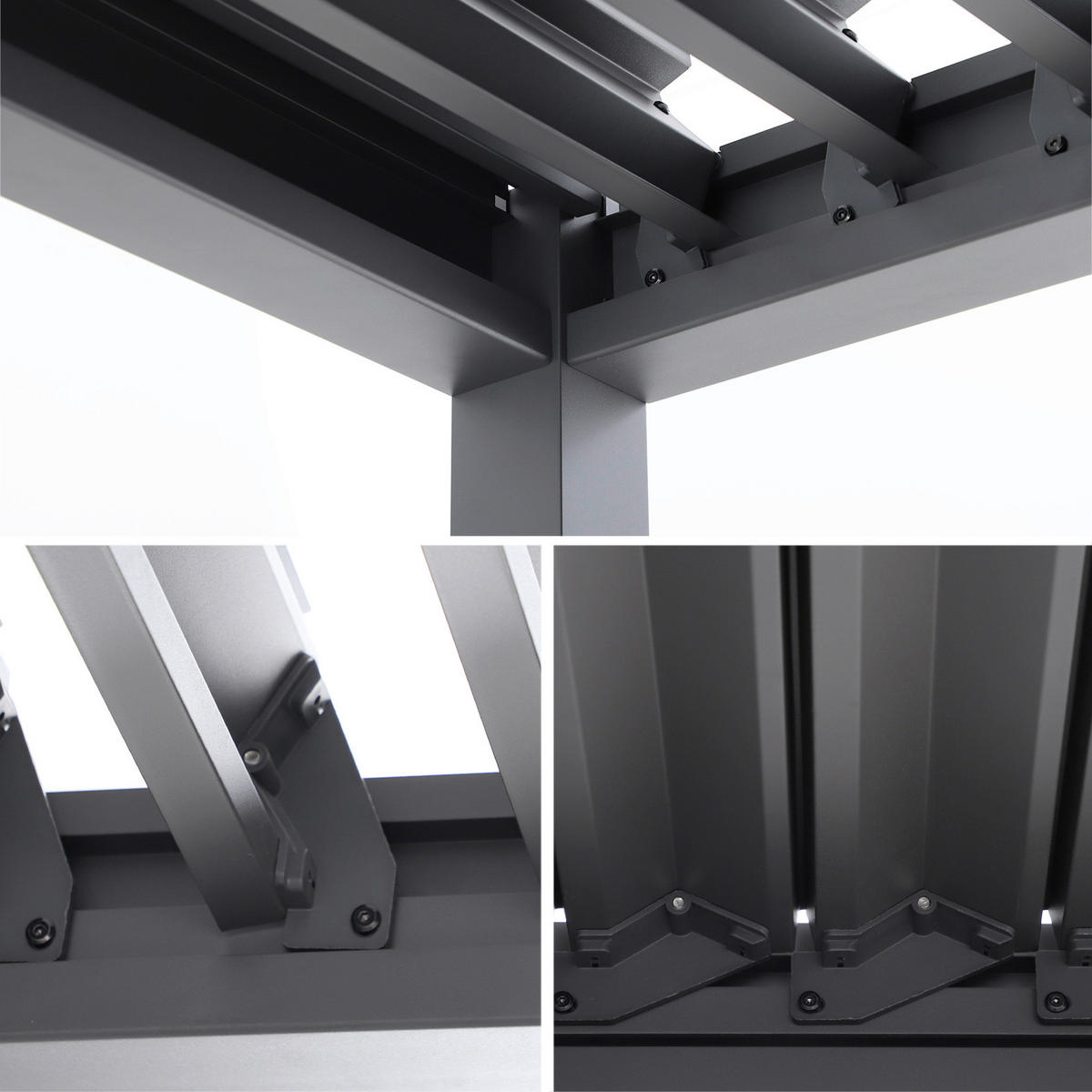 PERGOLA velikost: 359/296/238 cm - antracitová, Basics, kov (359/296/238cm) - Gardenson