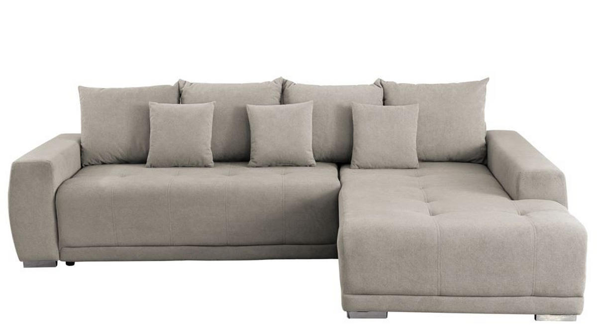 ECKSOFA in Flachgewebe Beige  280/204 cm  - Beige/Silberfarben, Design, Kunststoff/Textil (280/204cm) - MID.YOU