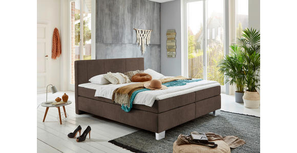 BOXSPRINGBETT 160/200 cm  in Braun  - Chromfarben/Braun, KONVENTIONELL, Kunststoff/Textil (160/200cm) - Hom`in