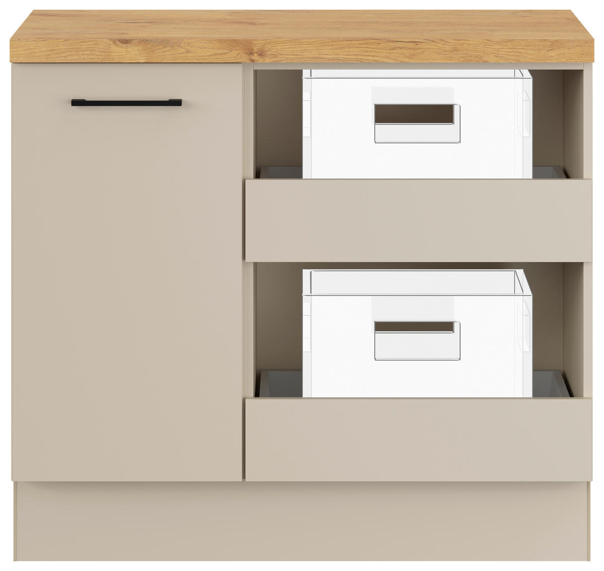 UNTERSCHRANK  - Hellgrau/Schwarz, Basics, Holzwerkstoff/Metall (100/91,8/58cm) - Impuls