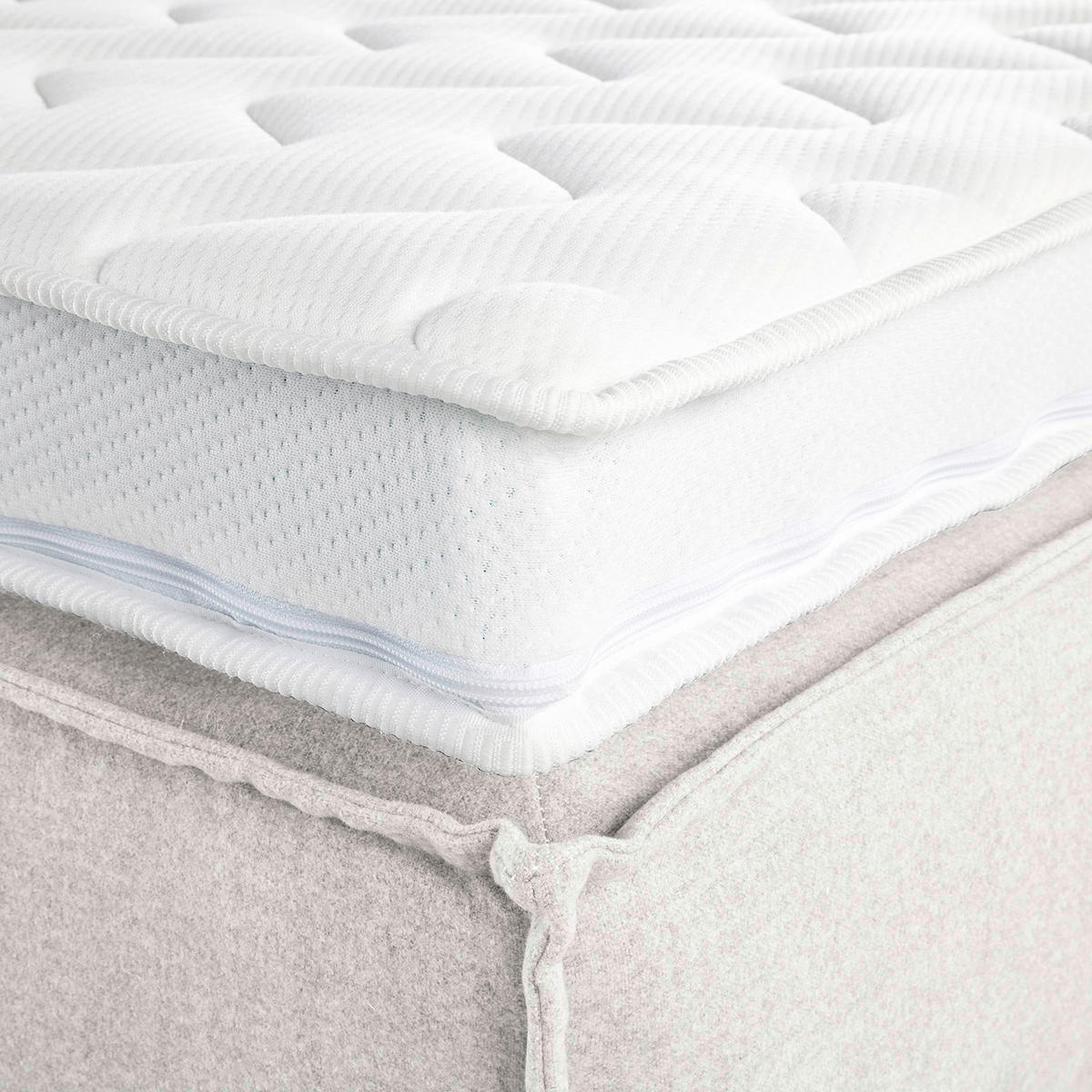 BOXSPRINGBETT 180/220 cm  in Creme  - Creme/Schwarz, Design, Kunststoff/Textil (180/220cm) - home24