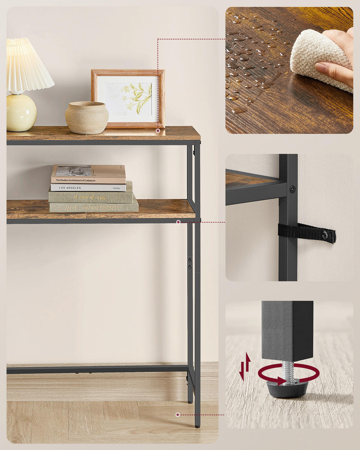 KONSOLENTISCH Schwarz, Dunkelbraun  - Dunkelbraun/Schwarz, Trend, Holzwerkstoff/Metall (80/20/80cm) - Boxxx