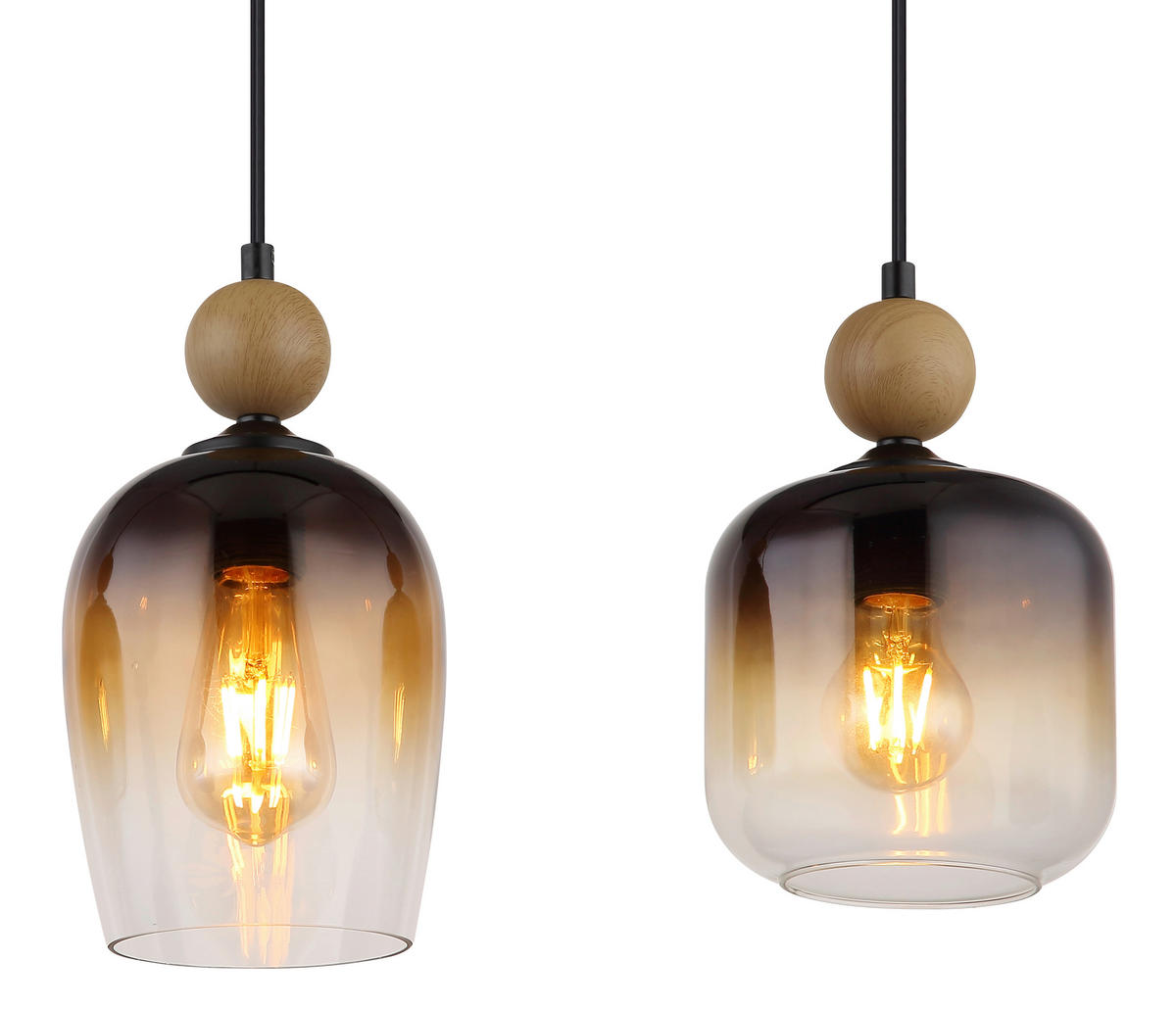 HÄNGLAMPA 72/18/120 cm  - klar/svart, Basics, metall/glas (72/18/120cm) - Globo