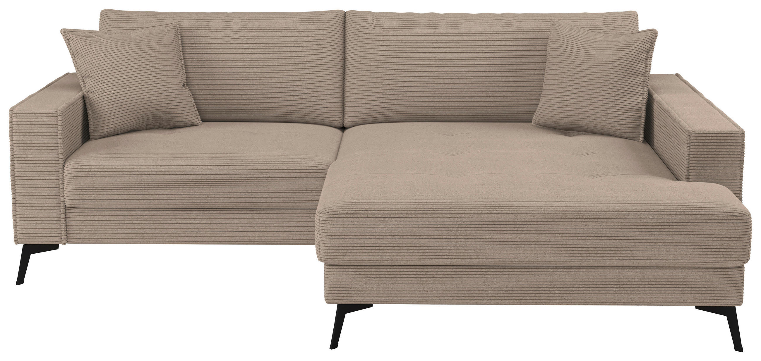 ECKSOFA TED Braun Cord Zierkissen  - Schwarz/Braun, Trend, Textil/Metall (228/174cm) - P & B
