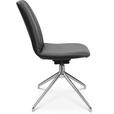 STUHL  in Aluminium Echtleder pigmentiert Metall, Leder  - Anthrazit/Alufarben, Design, Leder/Metall (46/81,5-84,5/55cm) - Johann Jakob